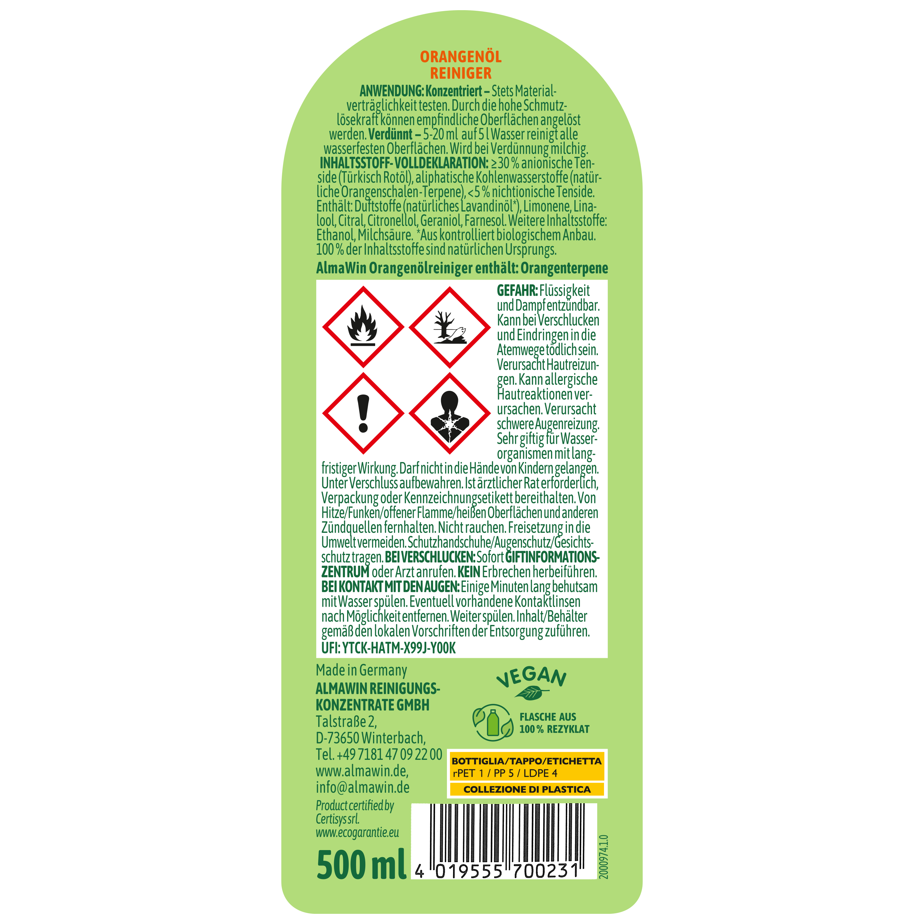 Orangenölreiniger Ecogarantie
