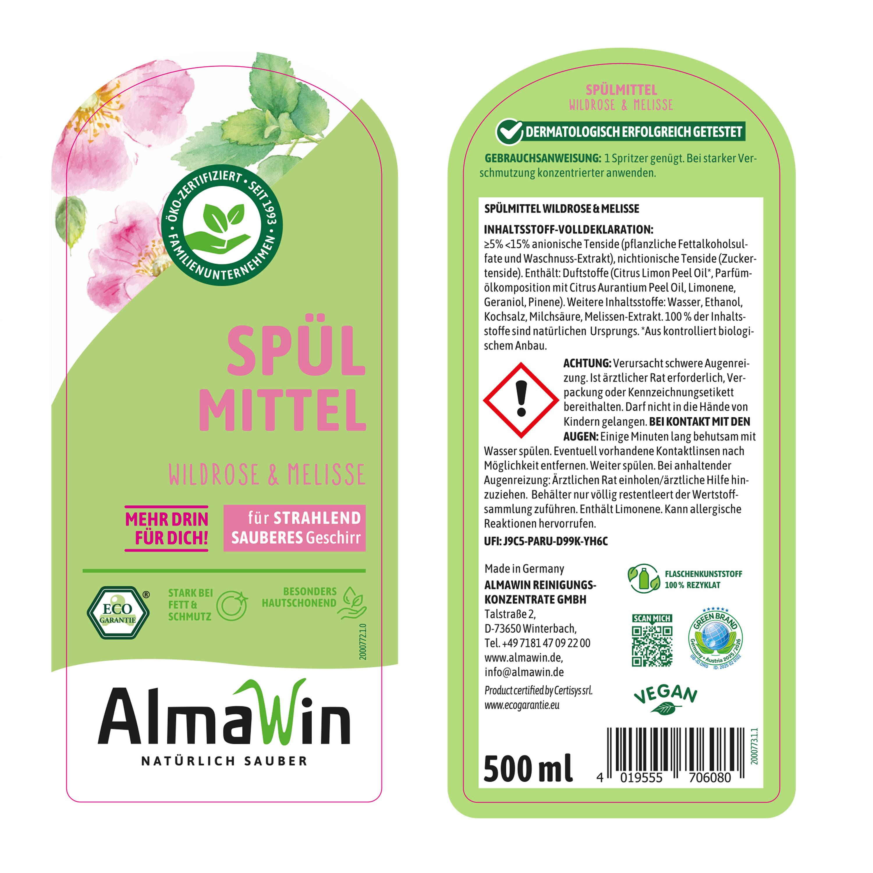 Spülmittel Wildrose& Melisse