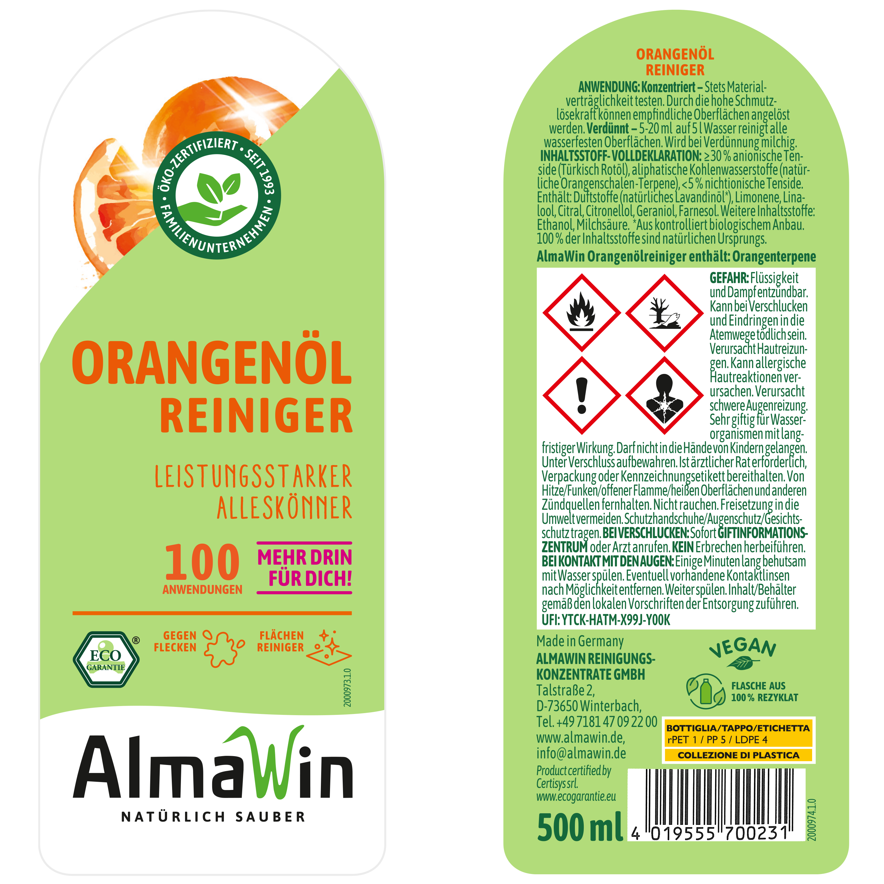 Orangenölreiniger Ecogarantie