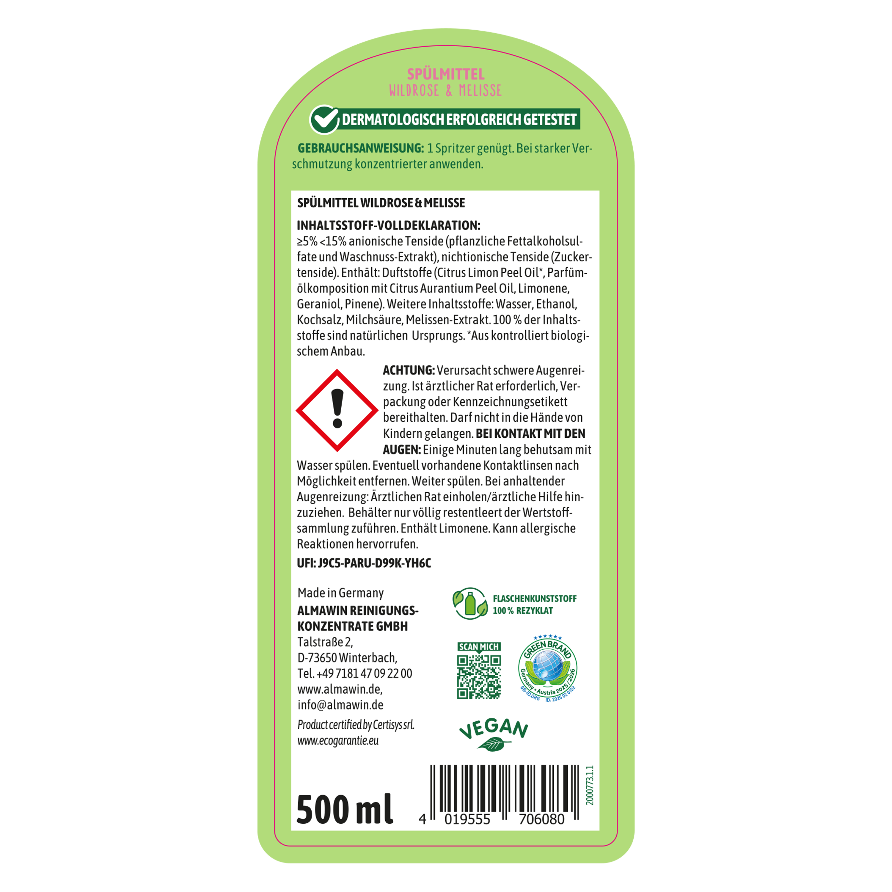 Spülmittel Wildrose& Melisse
